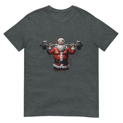 Weihnachtsmann hebt schwere Langhantel und macht Kniebeugen - Herren T-Shirt Other_Niches xxx yyy zzz Dark Heather