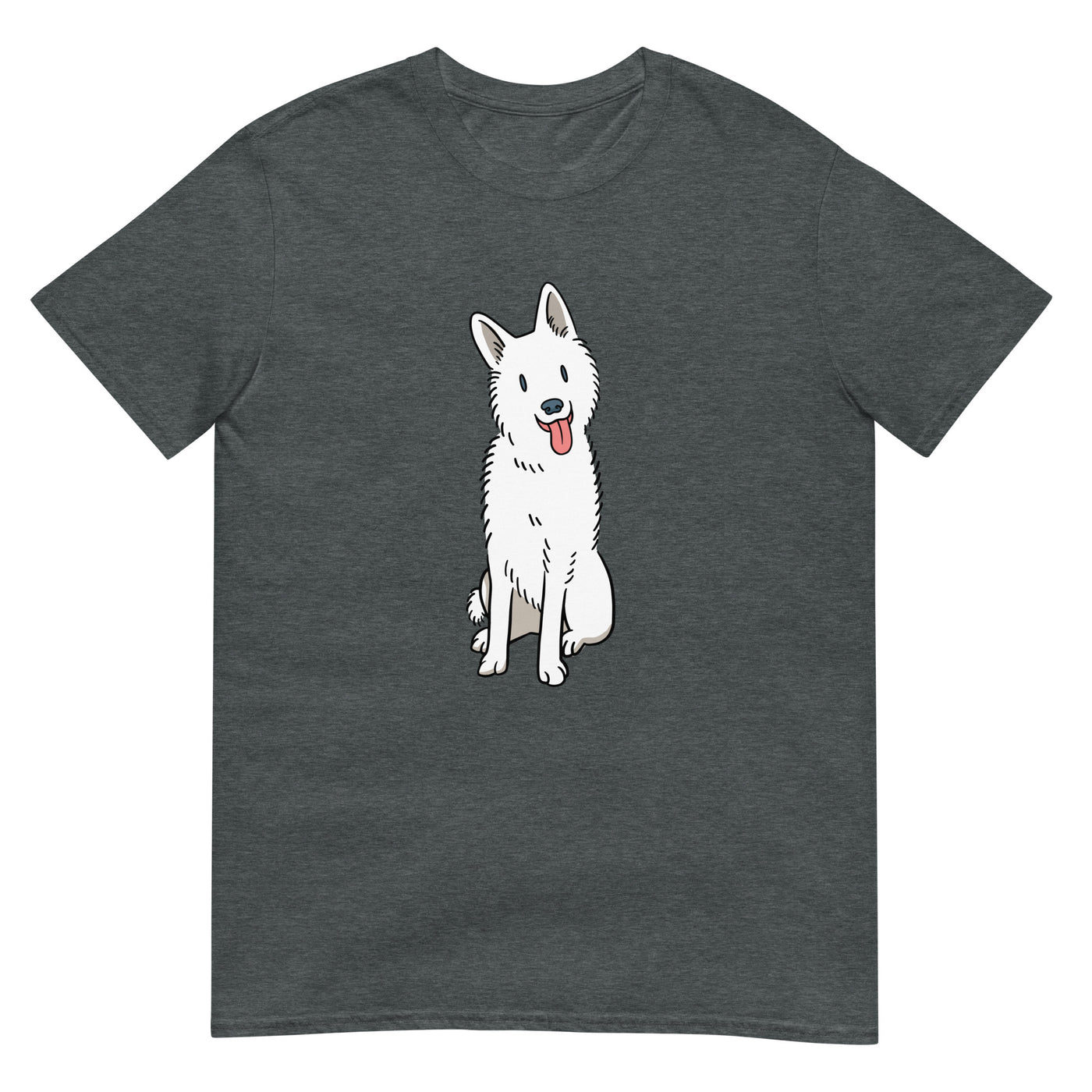 Schäferhund mit herausgestreckter Zunge und weißer Farbe - Herren T-Shirt Other_Niches xxx yyy zzz Dark Heather