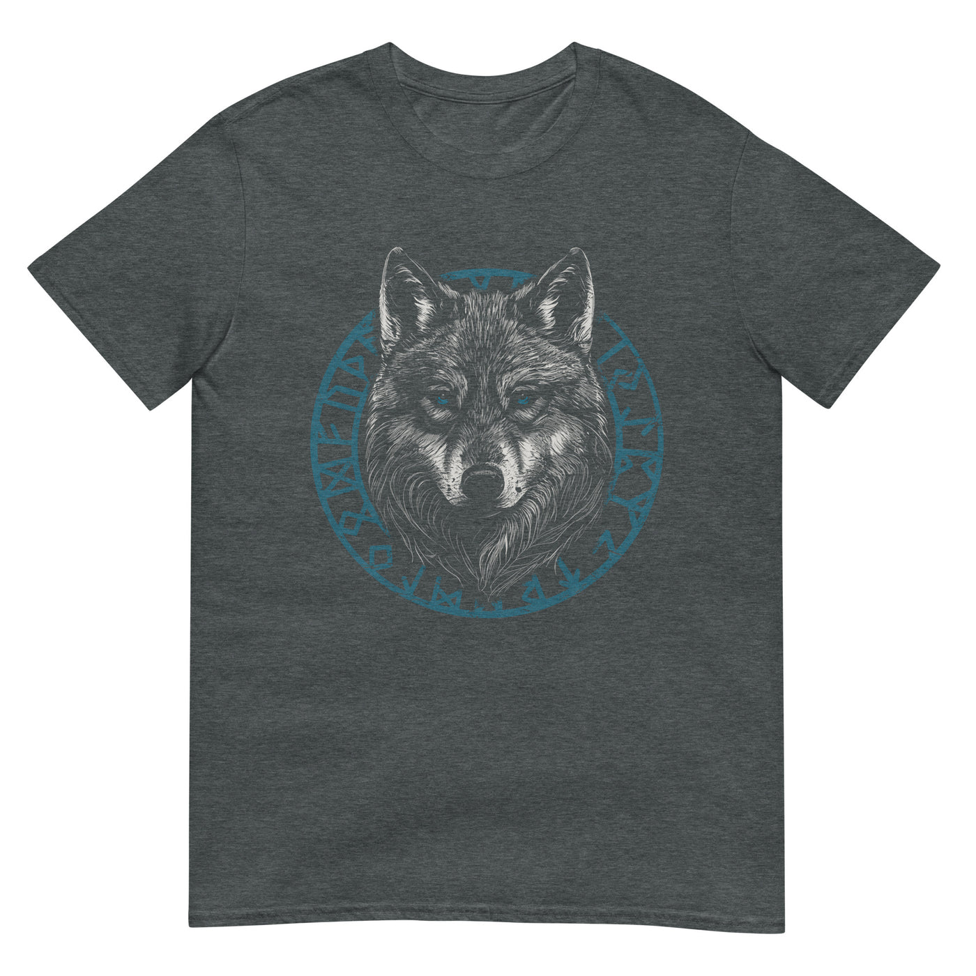 Wolfkopf mit Wikinger-Symbol - Porträt - Herren T-Shirt Other_Niches xxx yyy zzz Dark Heather