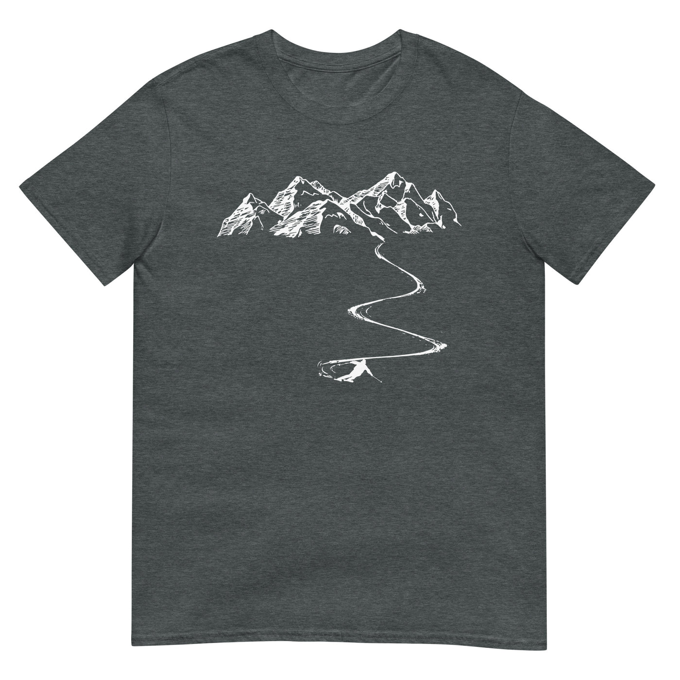 Berge - Kurve Linie - Skifahren - T-Shirt (Unisex) klettern ski xxx yyy zzz Dark Heather