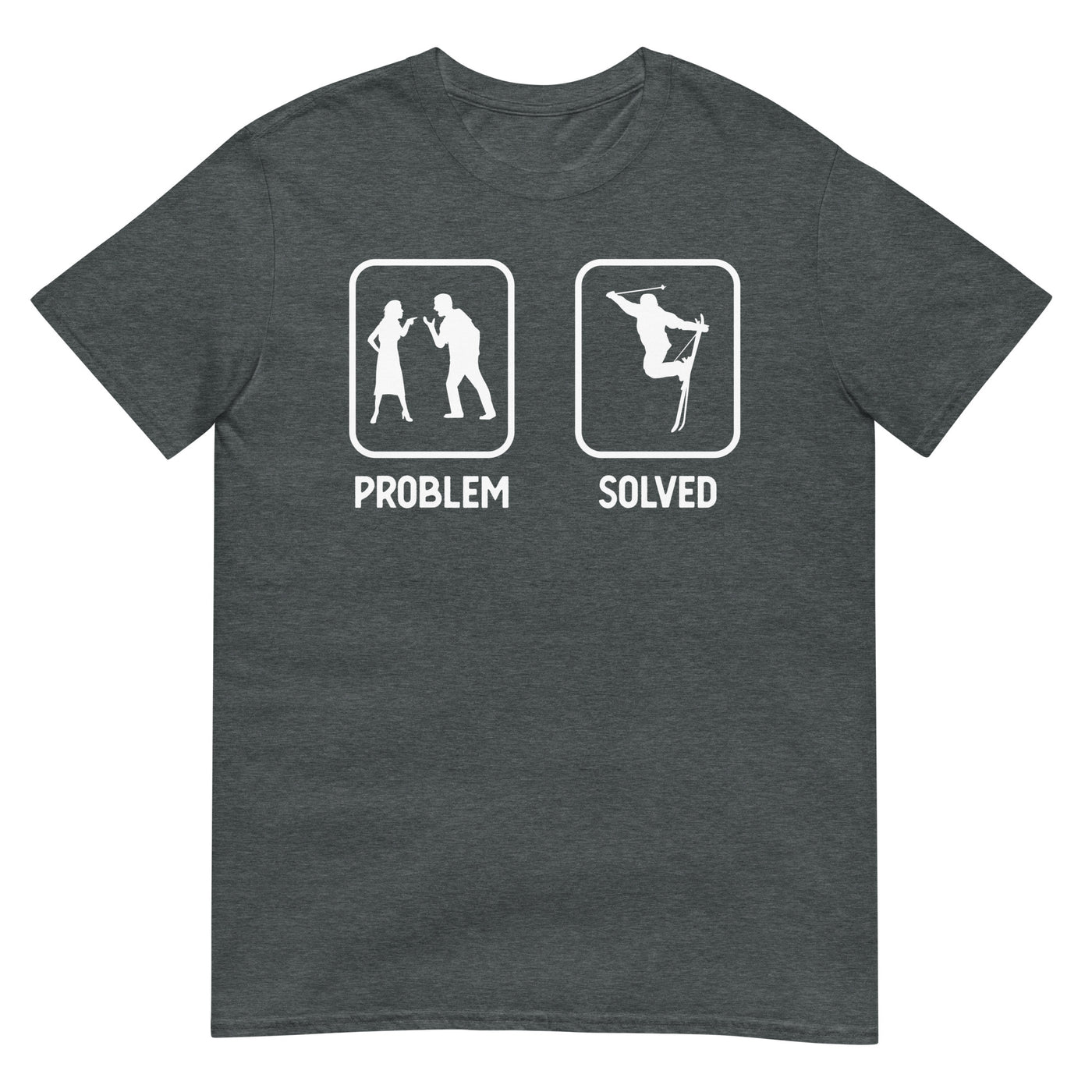 Problem Solved - Mann Skifahren - T-Shirt (Unisex) klettern ski xxx yyy zzz Dark Heather