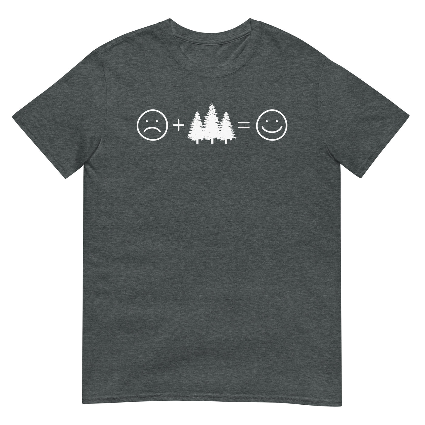 Lächelndes Gesicht und Bäume - T-Shirt (Unisex) camping xxx yyy zzz Dark Heather