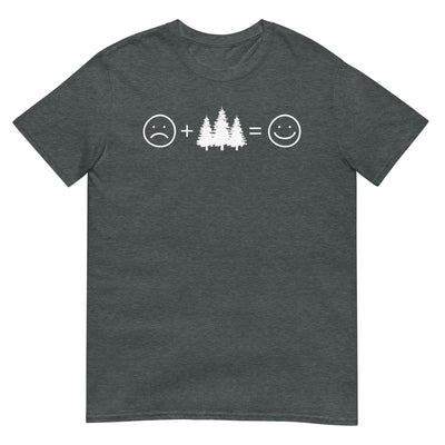 Lächelndes Gesicht und Bäume - - T-Shirt (Unisex) camping xxx yyy zzz Dark Heather