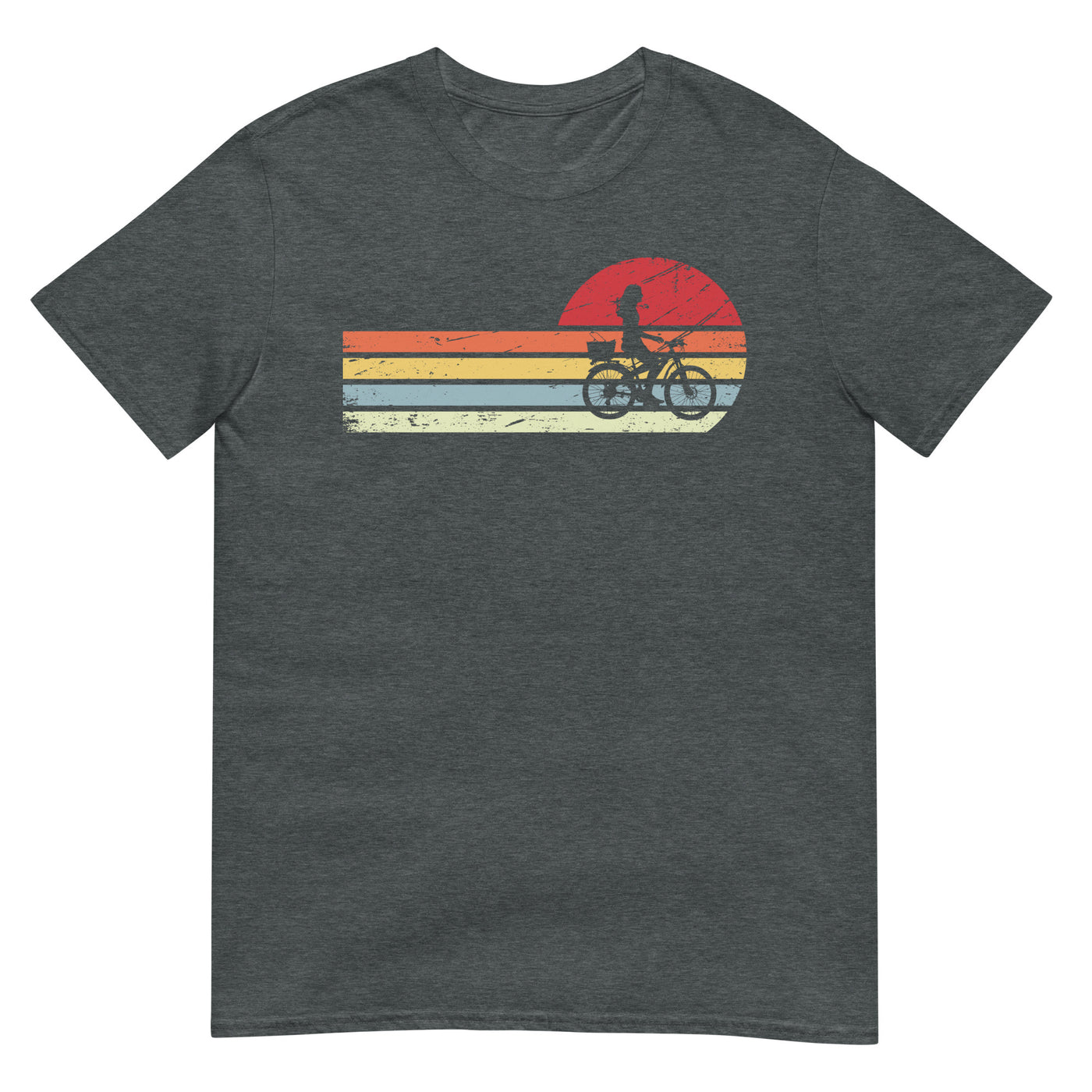 Sonne und Retro Linies - Frau Radfahren - T-Shirt (Unisex) fahrrad xxx yyy zzz Dark Heather