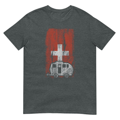 Schweizer Flagge 2 und Camping - T-Shirt (Unisex) camping xxx yyy zzz Dark Heather