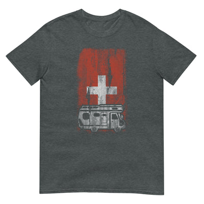 Schweizer Flagge und Camping - T-Shirt (Unisex) camping xxx yyy zzz Dark Heather