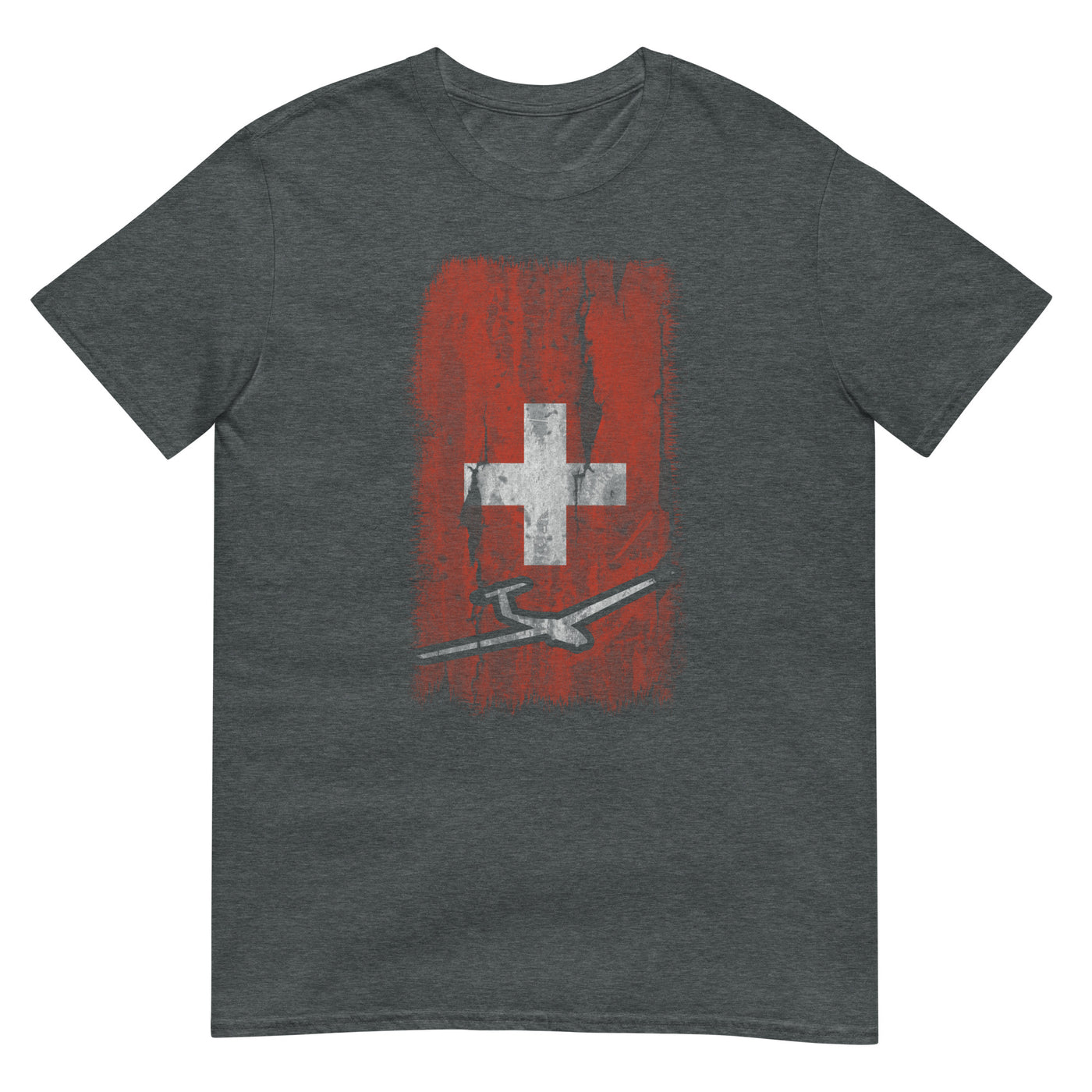 Schweizer Flagge und Segelflugzeug - T-Shirt (Unisex) berge xxx yyy zzz Dark Heather