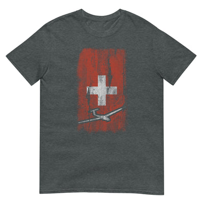 Schweizer Flagge und Segelflugzeug - T-Shirt (Unisex) berge xxx yyy zzz Dark Heather