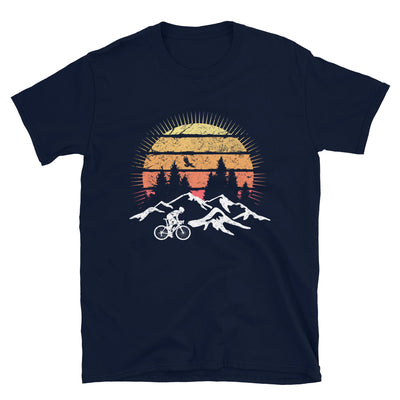 Radfahrer Und Sonne Vintage - T-Shirt (Unisex) fahrrad mountainbike Navy