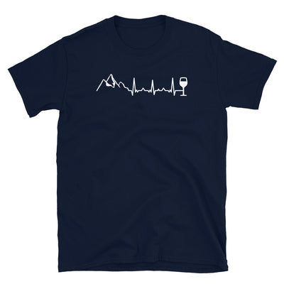 Heartbeat Wine And Mountain - T-Shirt (Unisex) berge Navy