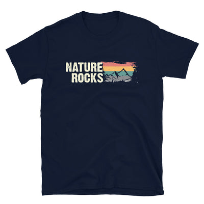 Nature Rocks - T-Shirt (Unisex) berge camping wandern Navy