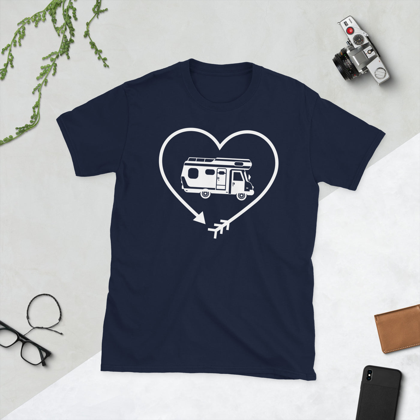Pfeil, Herz Und Camping - T-Shirt (Unisex) camping Navy