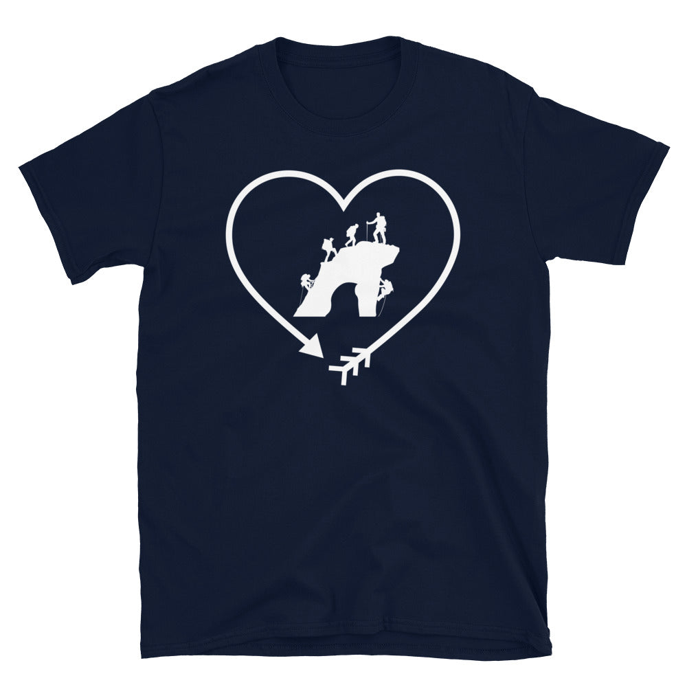Pfeil, Herz Und Klettern - T-Shirt (Unisex) klettern Navy