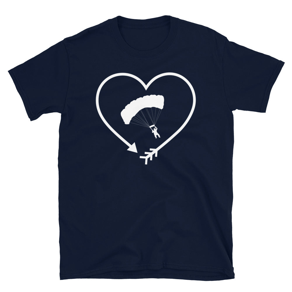 Pfeil, Herz Und Gleitschirmfliegen - T-Shirt (Unisex) berge Navy