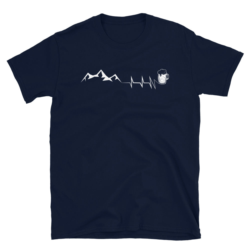 Bier - Herzschlag - Berg - T-Shirt (Unisex) berge Navy