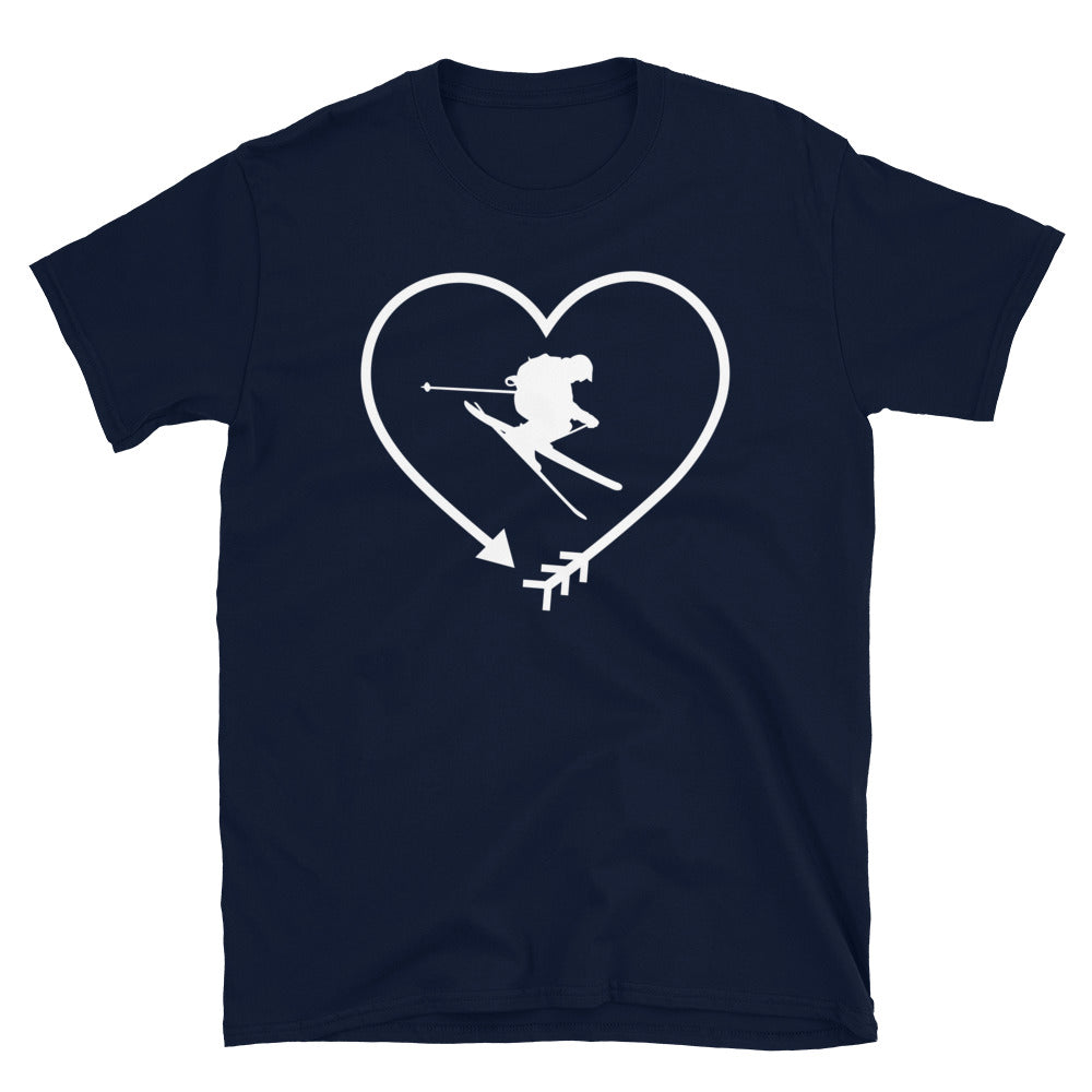 Pfeil, Herz Und Skifahren - T-Shirt (Unisex) klettern ski Navy
