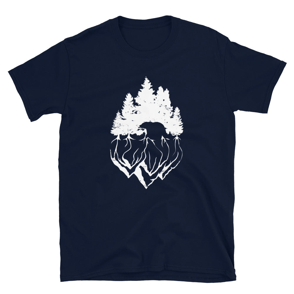 Bäume Und Bär Abstrakt - T-Shirt (Unisex) berge camping Navy