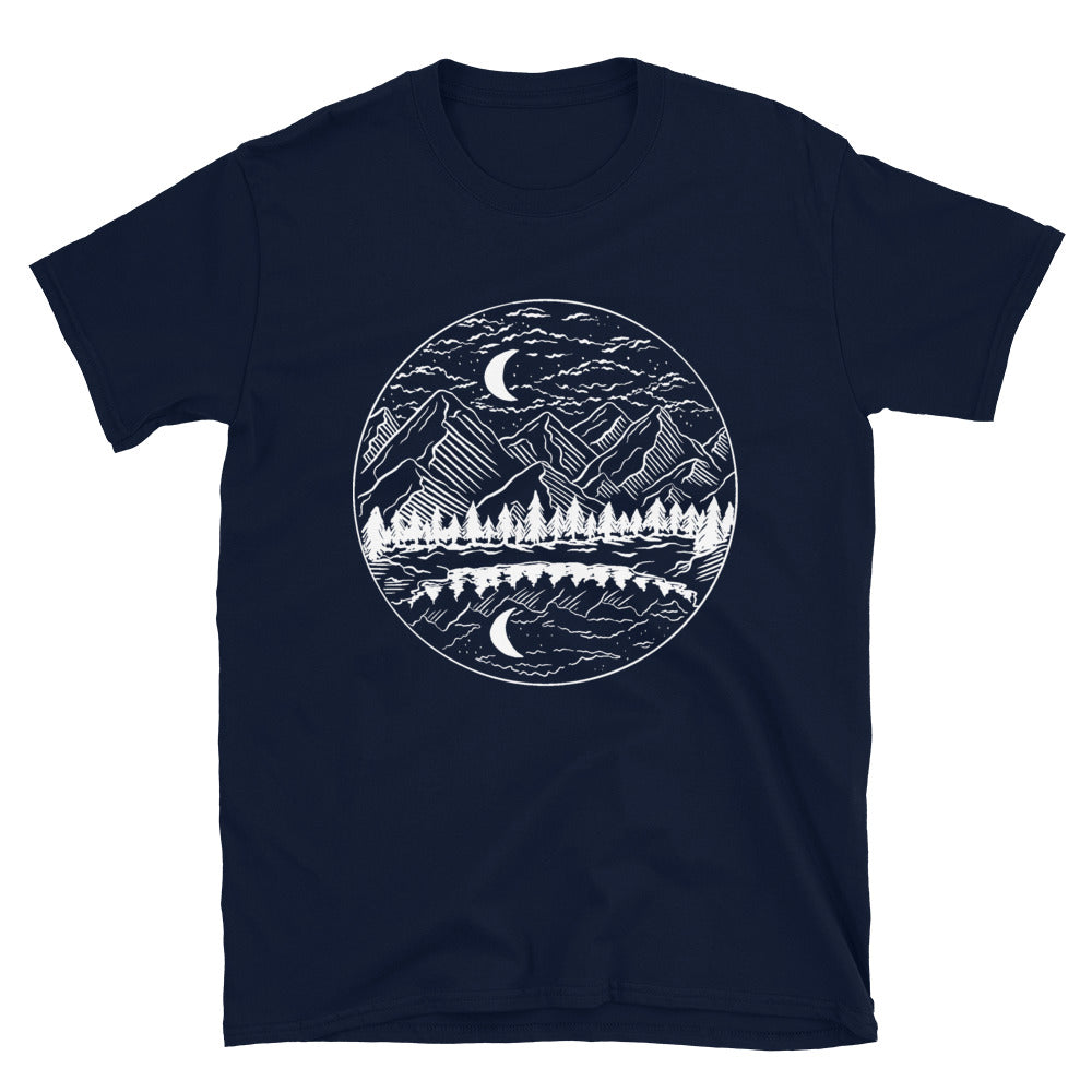 Berge, Mond Im Kreis - T-Shirt (Unisex) berge Navy