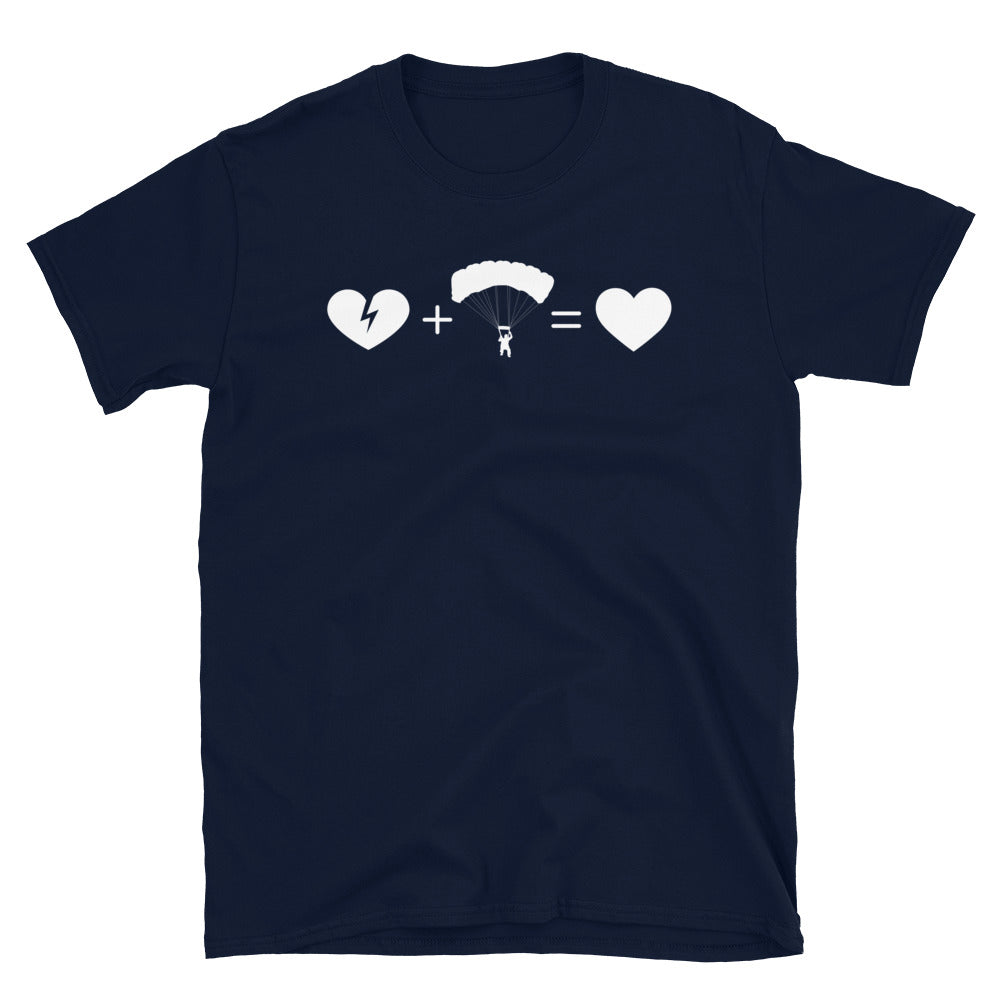 Gebrochenes Herz Und Paragliding - T-Shirt (Unisex) berge Navy
