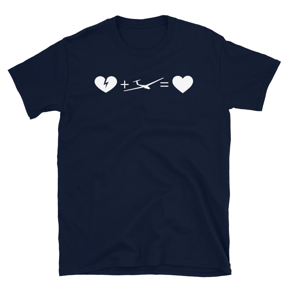 Gebrochenes Herz, Herz Und Segelflugzeug - T-Shirt (Unisex) berge Navy