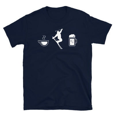 Kaffee, Bier Und Skifahren - T-Shirt (Unisex) klettern ski Navy