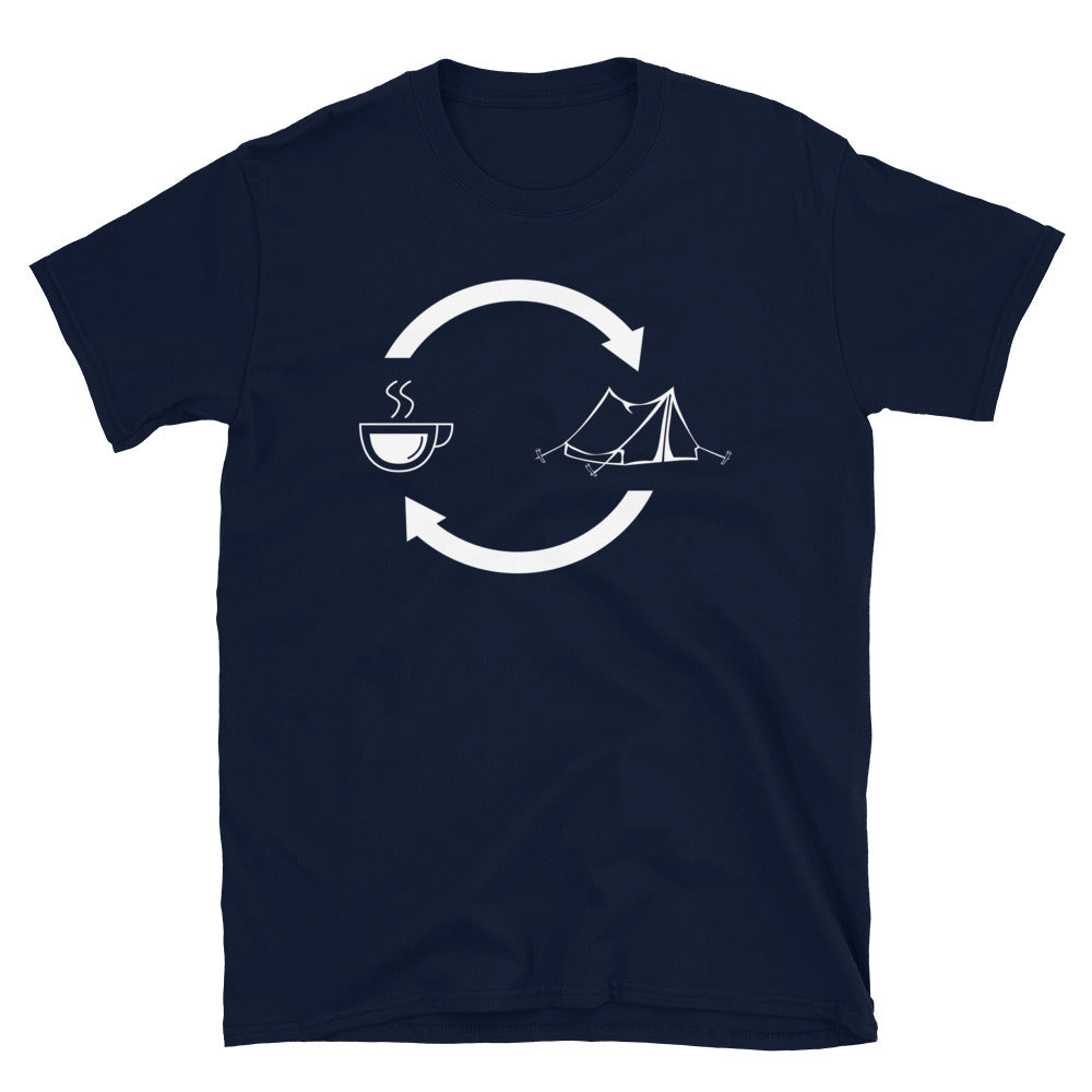 Kaffee, Pfeile Laden Und Camping 1 - T-Shirt (Unisex) camping Navy