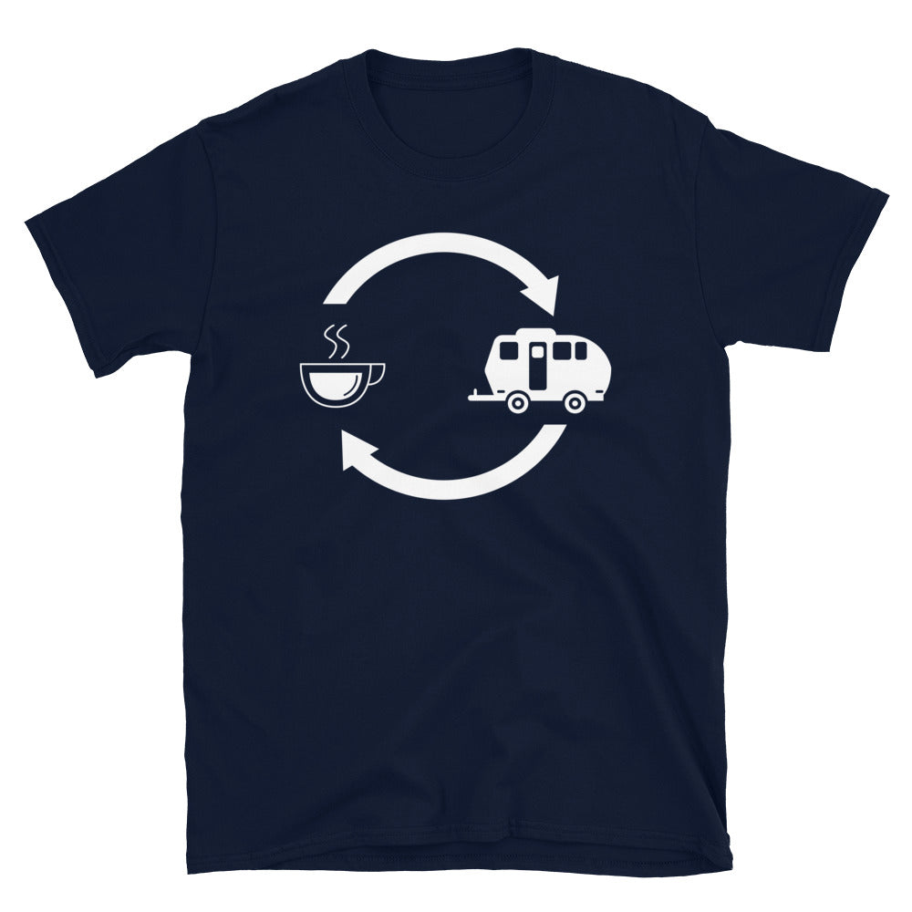 Kaffee, Pfeile Laden Und Camping 2 - T-Shirt (Unisex) camping Navy