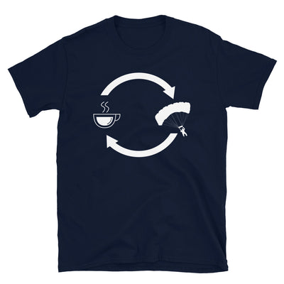 Kaffee, Pfeile Laden Und Gleitschirmfliegen - T-Shirt (Unisex) berge Navy