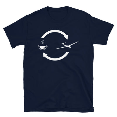 Kaffee, Pfeile Laden Und Segelflugzeug - T-Shirt (Unisex) berge Navy