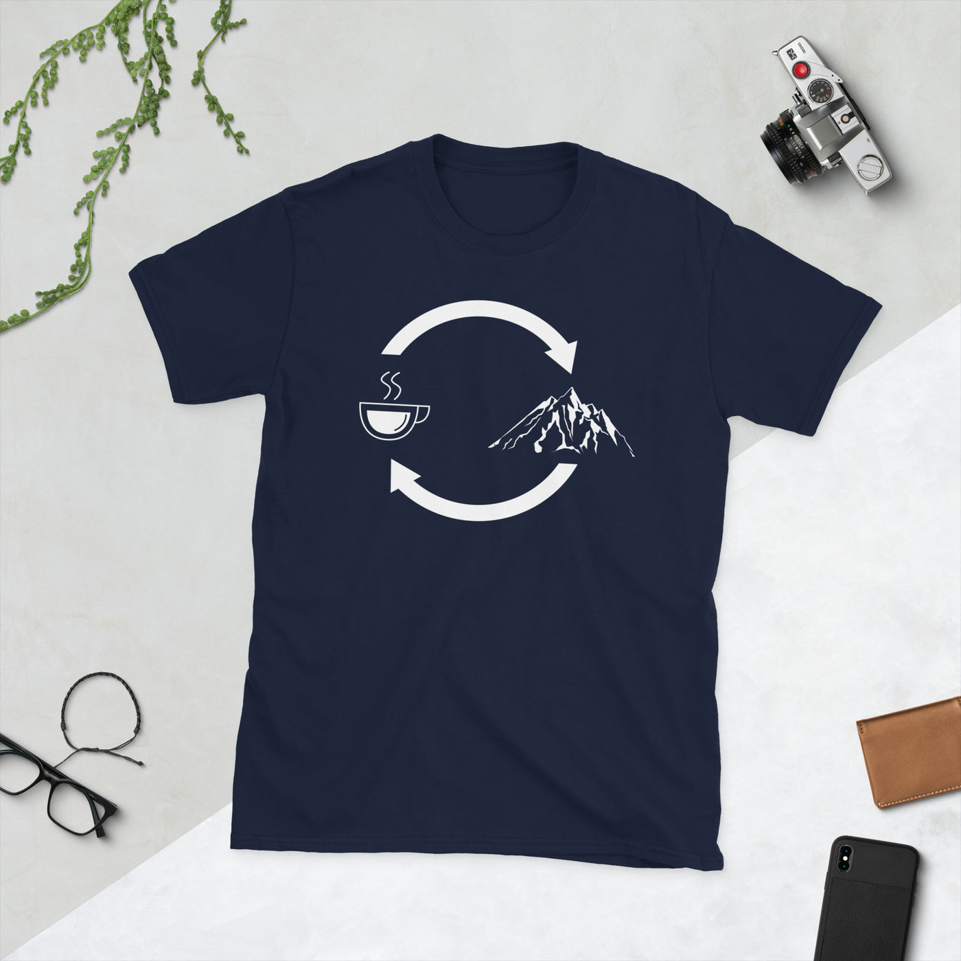 Kaffee, Pfeile Laden Und Berg - T-Shirt (Unisex) berge Navy