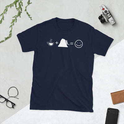 Kaffee, Lächeln Und Klettern 1 - T-Shirt (Unisex) klettern Navy
