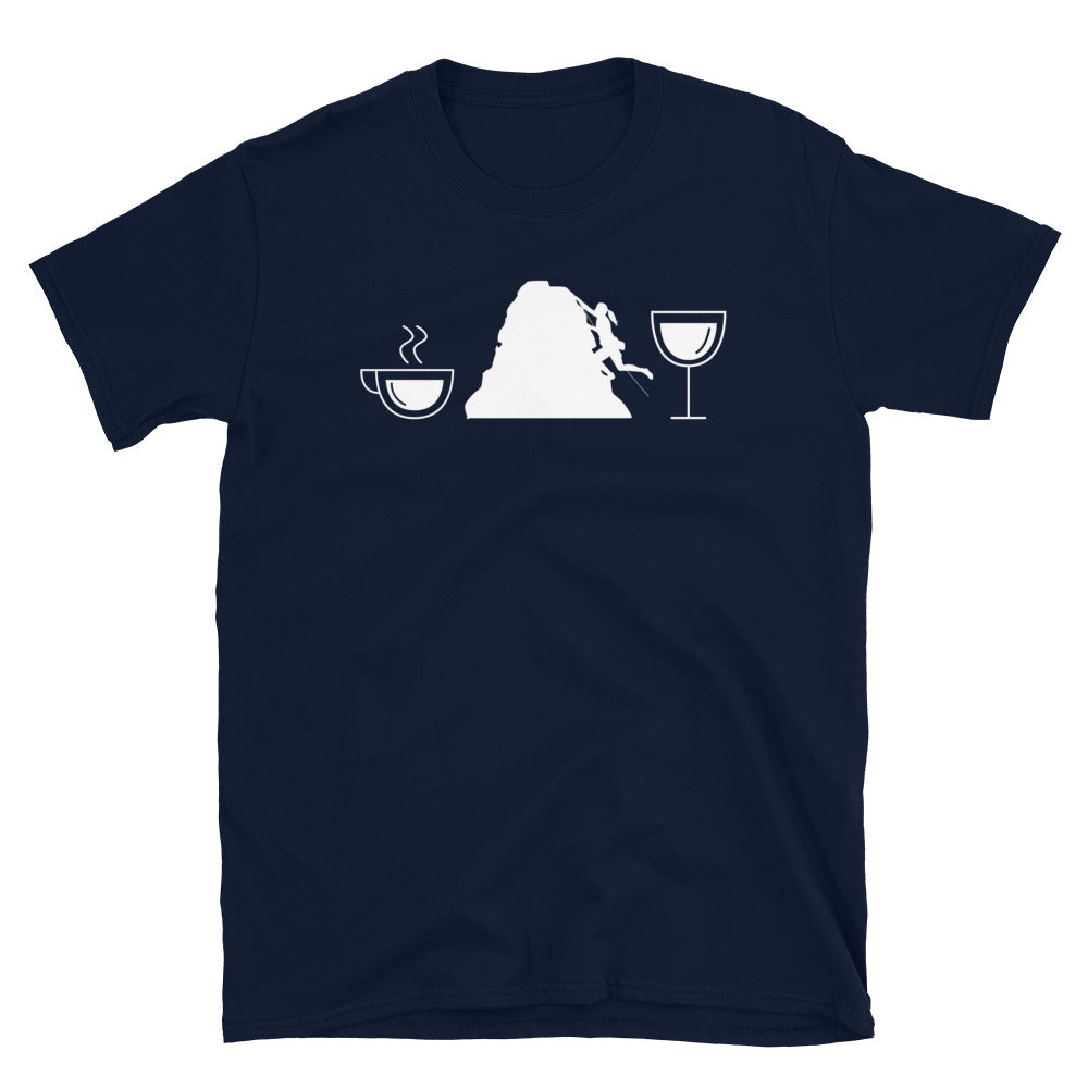 Kaffee, Wein Und Klettern - T-Shirt (Unisex) klettern Navy