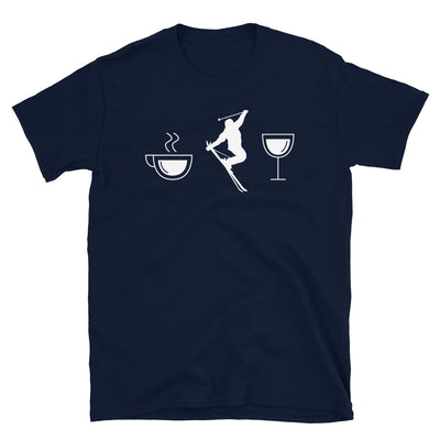 Kaffee, Wein Und Skifahren - T-Shirt (Unisex) klettern ski Navy