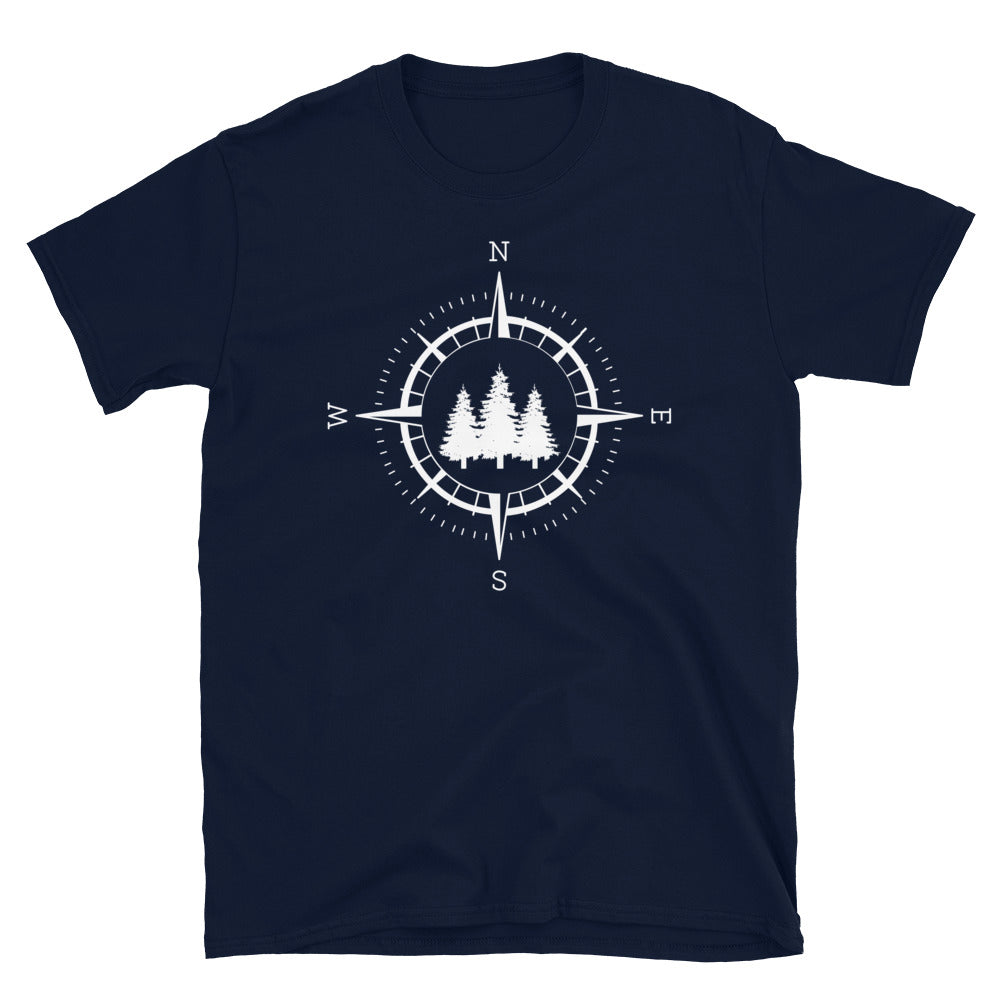 Kompass Und Bäume - T-Shirt (Unisex) camping Navy