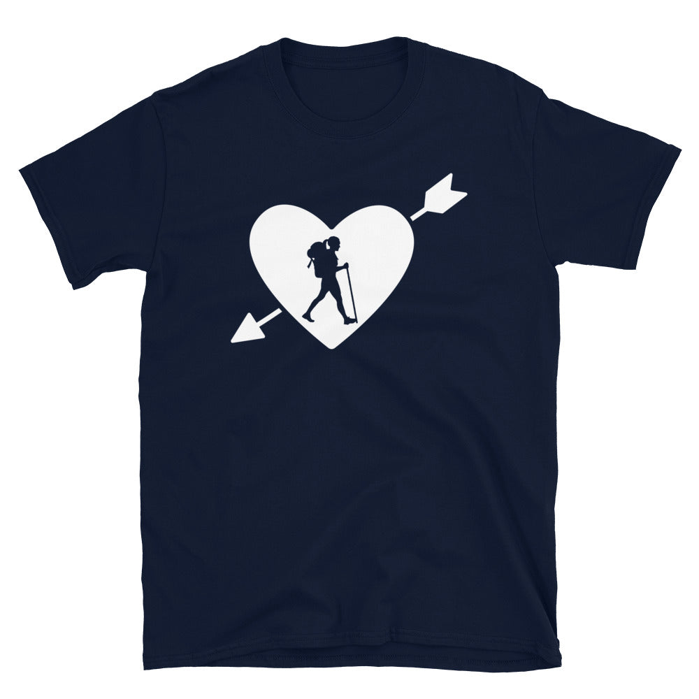 Herz, Pfeil Und Wandern 1 - T-Shirt (Unisex) wandern Navy