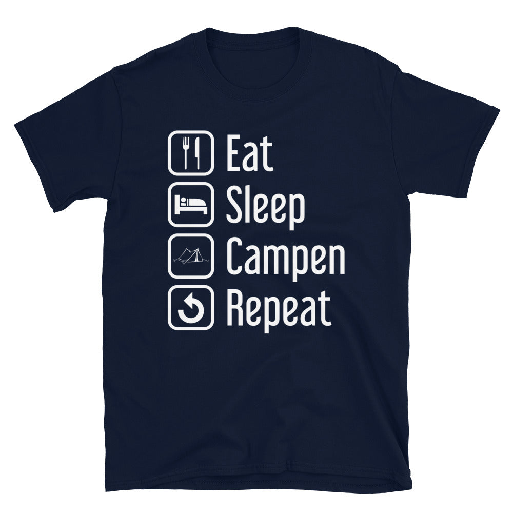 Eat Sleep Campen Repeat - T-Shirt (Unisex) camping Navy