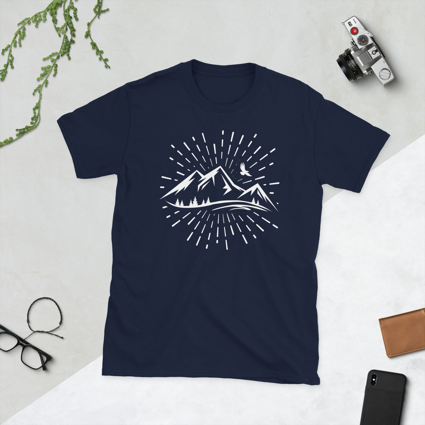 Feuerwerk Und Berg - T-Shirt (Unisex) berge Navy