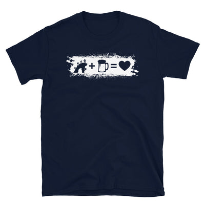 Grunge Rechteck - Herz - Bier - Klettern - T-Shirt (Unisex) klettern Navy