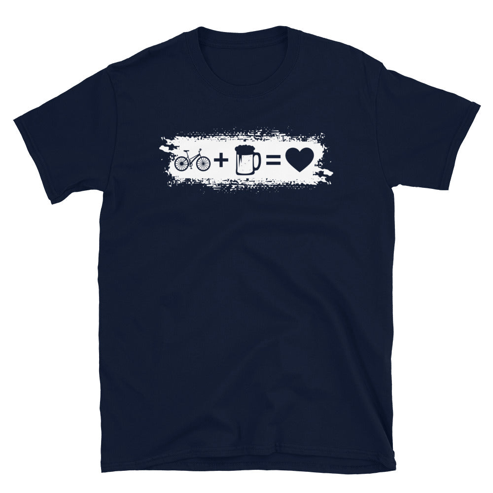 Grunge Rechteck - Herz - Bier - Radfahren - T-Shirt (Unisex) fahrrad Navy