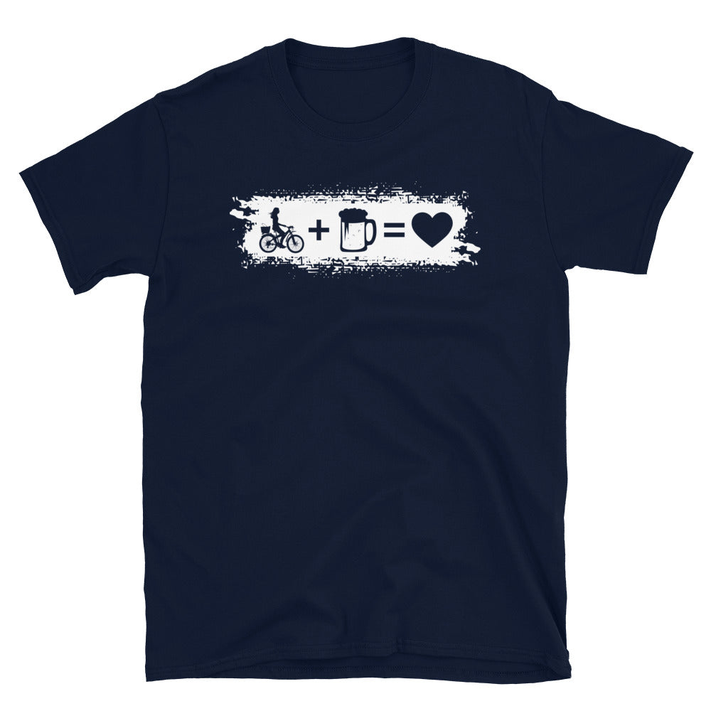 Grunge-Rechteck – Herz – Bier – Weibliches Radfahren - T-Shirt (Unisex) fahrrad Navy