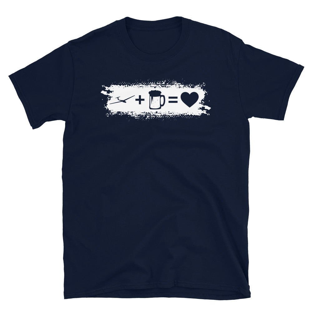 Grunge Rechteck - Herz - Bier - Segelflugzeug - T-Shirt (Unisex) berge Navy