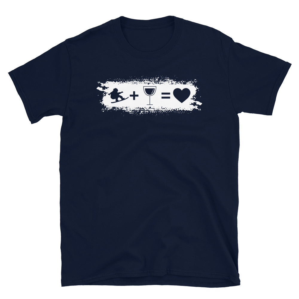 Grunge Rechteck - Herz - Wein - Snowboarden - T-Shirt (Unisex) snowboarden Navy