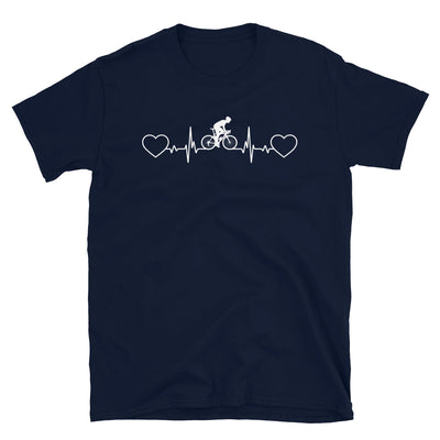 Herz - Herzschlag - Mann Radfahren - T-Shirt (Unisex) fahrrad Navy