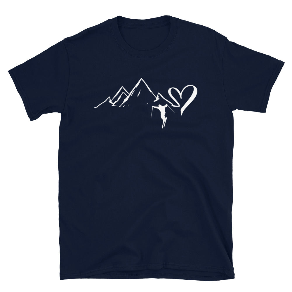 Herz - Berg - Skifahren - T-Shirt (Unisex) klettern ski Navy