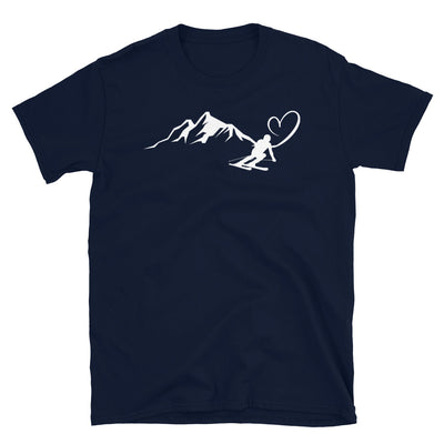 Herz - Berg - Skifahren - (9) - T-Shirt (Unisex) klettern ski Navy