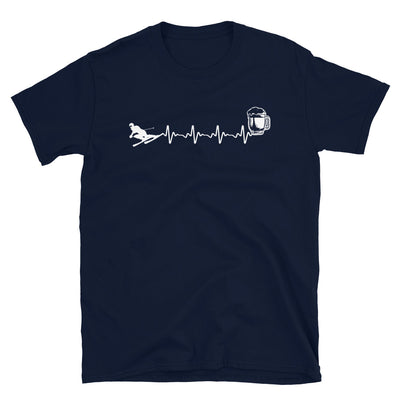 Herzschlag - Bier - Skifahren - T-Shirt (Unisex) klettern ski Navy