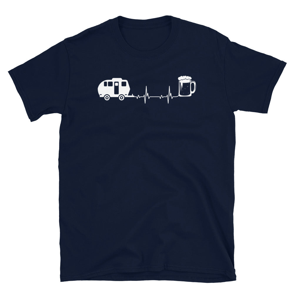Herzschlag, Bier Und Camping - T-Shirt (Unisex) camping Navy