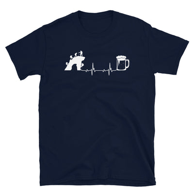 Herzschlag, Bier Und Klettern - T-Shirt (Unisex) klettern Navy