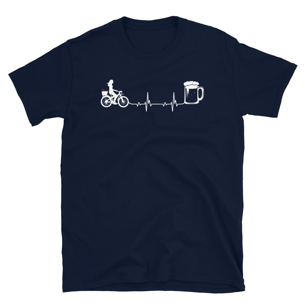 Herzschlag, Bier Und Radfahren - T-Shirt (Unisex) fahrrad Navy