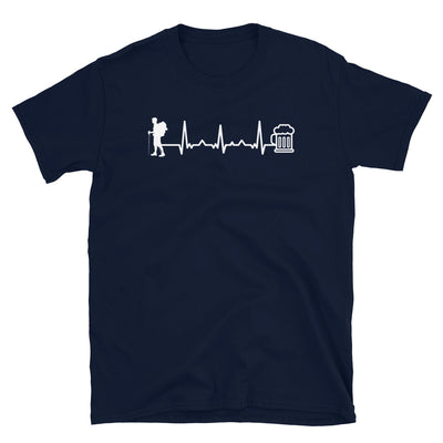 Herzschlag, Bier Und Wandern - T-Shirt (Unisex) wandern Navy